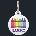 Rainbow Crayon Crayons Art Artist Pride Pet Tag<br><div class="desc">Pet tag features an original marker illustration. Simply personalize with your pet's name and your contact information for a unique and stylish tag.</div>
