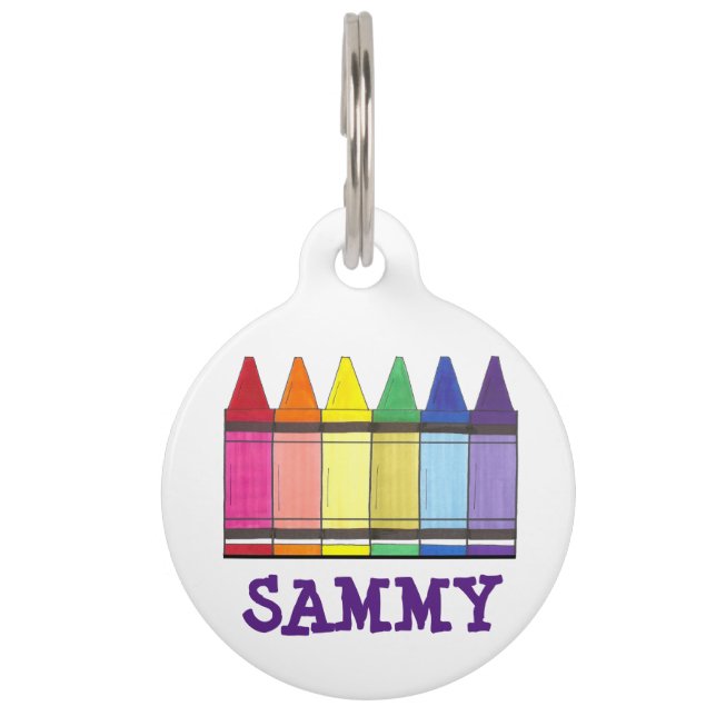 Rainbow Crayon Crayons Art Artist Pride Pet Tag (Front)