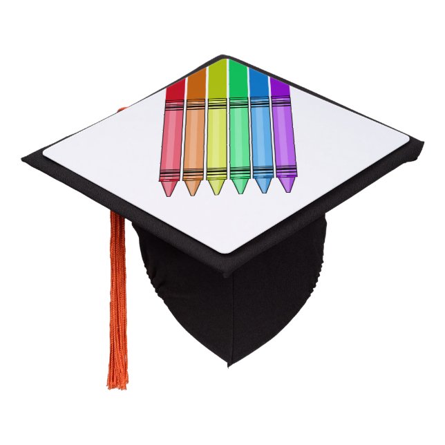 Rainbow Crayon  Graduation Cap Topper (Angled)