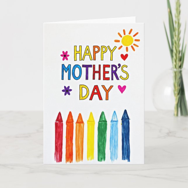 Rainbow Crayon Mothers Day Card (Front)