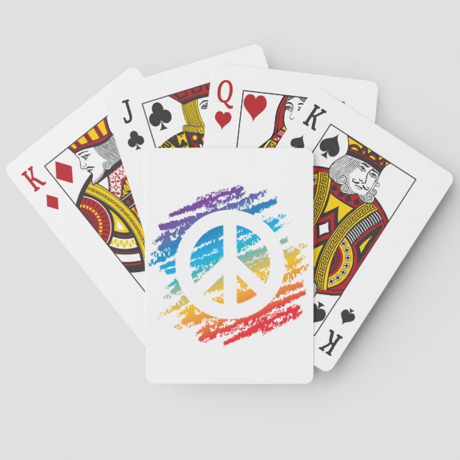 Rainbow Crayon Peace Symbol Poker Cards (Back)
