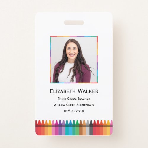 Rainbow Crayon School Employee Badge