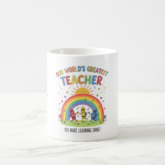Rainbow Crayon Sun Worlds Greatest Teacher Coffee Mug