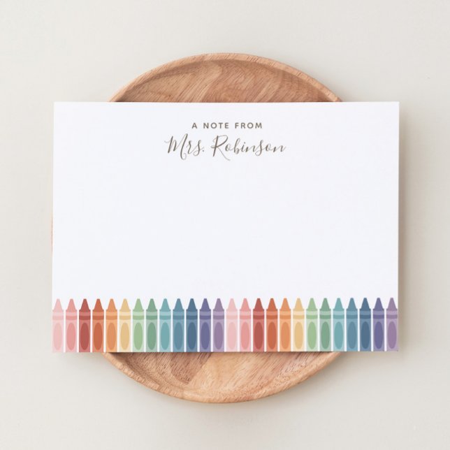 Rainbow Crayon Teacher Note Card (Creator Uploaded)