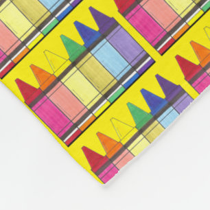 Rainbow Crayons Art School Teacher Artist Coloring Fleece Blanket