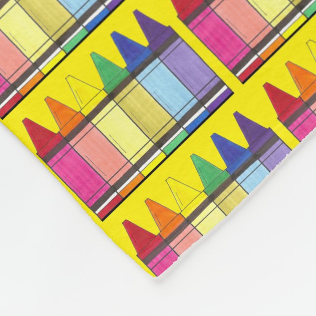 Rainbow Crayons Art School Teacher Artist Coloring Fleece Blanket (Corner)