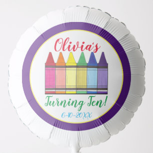 Rainbow Crayons Artist Art Child's Birthday Party Balloon