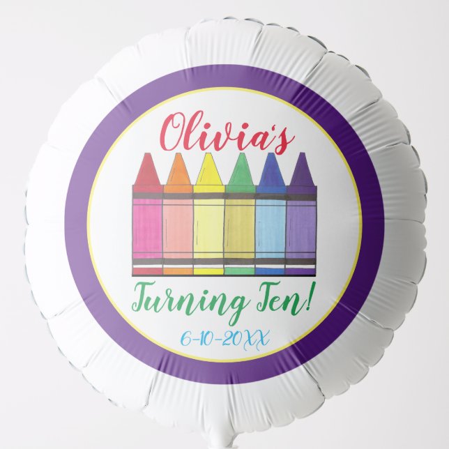 Rainbow Crayons Artist Art Child's Birthday Party Balloon (Front)