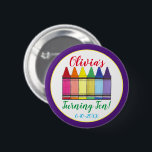 Rainbow Crayons Artist Art Child's Birthday Party Button<br><div class="desc">Design features an original marker illustration of a row of rainbow-colored artist's crayons. Great for a birthday party, art club, pride celebration, or other colorful event! This crayon themed design is also available on other products. Don't see what you're looking for? Need help with customization? Contact Rebecca to have something...</div>
