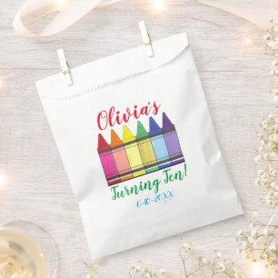 Rainbow Crayons Artist Art Child's Birthday Party Favor Bag