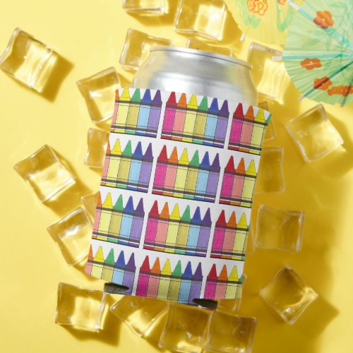 Rainbow Crayons Artist Art Class Birthday Party Can Cooler
