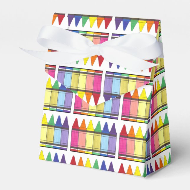 Rainbow Crayons Artist Art Class Birthday Party Favor Boxes (Front Side)
