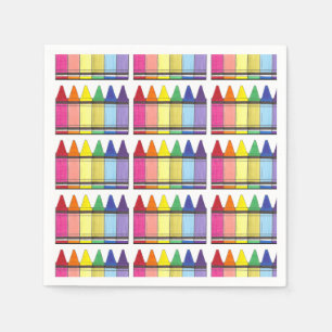 Rainbow Crayons Artist Art Class Birthday Party Napkins