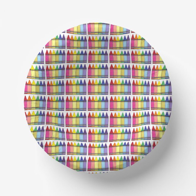 Rainbow Crayons Artist Art Class Birthday Party Paper Bowls (Front)