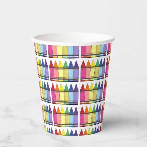 Rainbow Crayons Artist Art Class Birthday Party Paper Cups