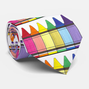 Rainbow Crayons Artist Art Supplies Teacher Pride Neck Tie