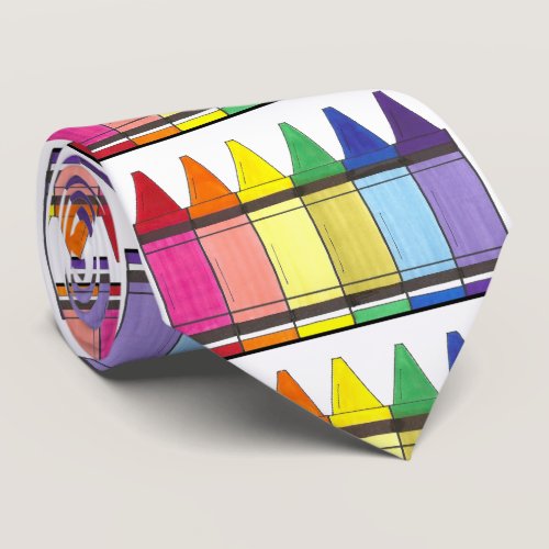 Rainbow Crayons Artist Art Supplies Teacher Pride Neck Tie