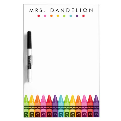 Rainbow Crayons  Kindergarten Teacher Dry Erase Board