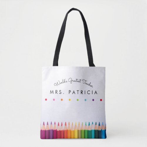Rainbow Crayons Kindergarten Teacher Gift Tote Bag
