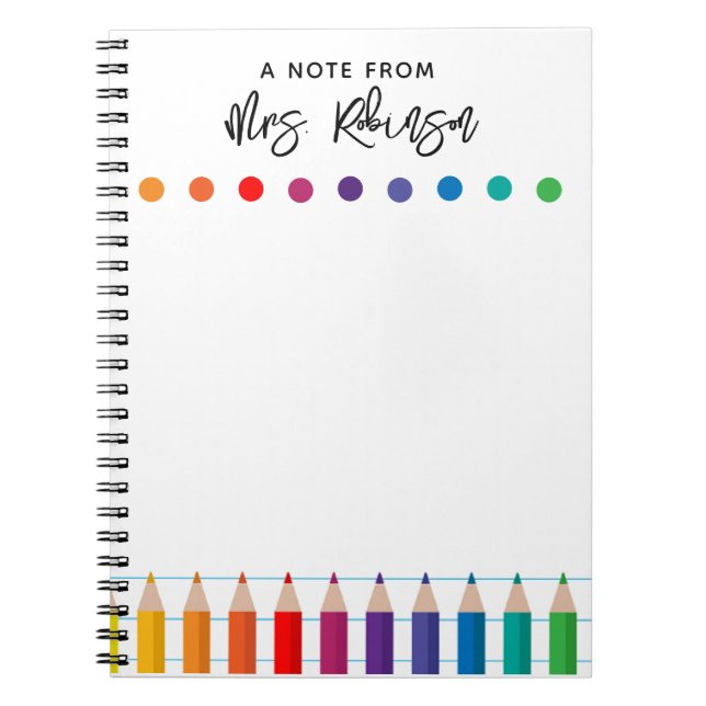 Rainbow Crayons Kindergarten Teacher Notebook (Front)