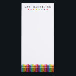 Rainbow Crayons | Kindergarten Teacher Notepad<br><div class="desc">A cute colorful notepad design for a gradeschool teacher. Simple name in black block lettering with a rainbow crayon border. Perfect for kindergarten or elementary teachers.</div>