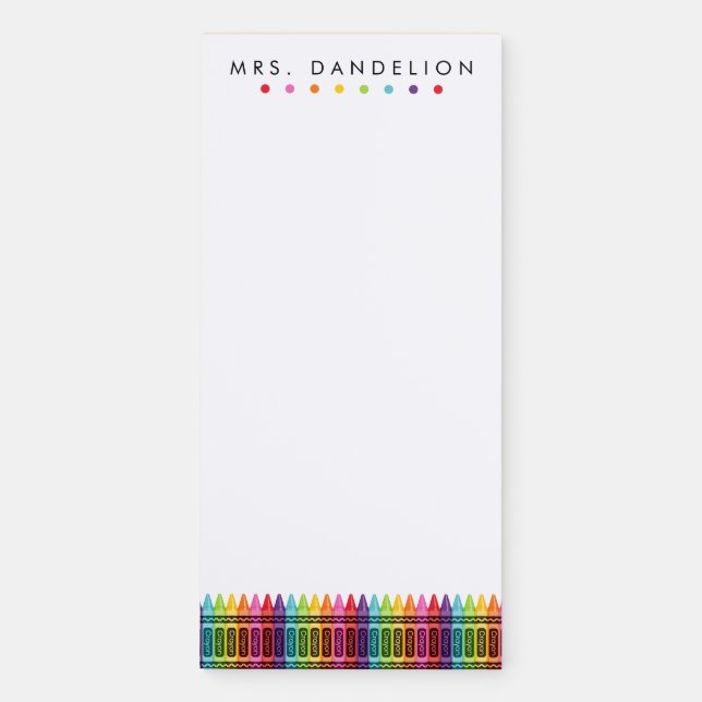Rainbow Crayons | Kindergarten Teacher Notepad (Front)