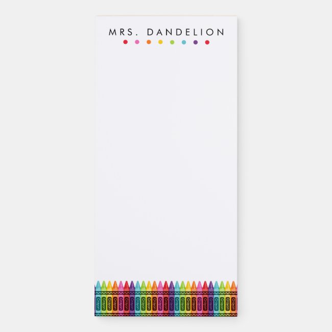 Rainbow Crayons | Kindergarten Teacher Notepad