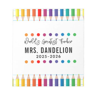 Rainbow Crayons Kindergarten Teacher Notepad