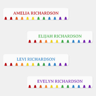 Rainbow Crayons Personalized Waterproof Name Labels