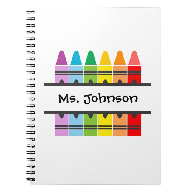 Rainbow Crayons Preschool Teacher Notebook (Front)