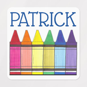 Rainbow Crayons School Art Supplies Student Kid Kids' Labels
