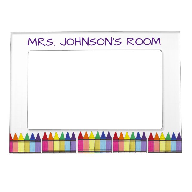 Rainbow Crayons School Art Teacher Classroom Magnetic Frame (Front)