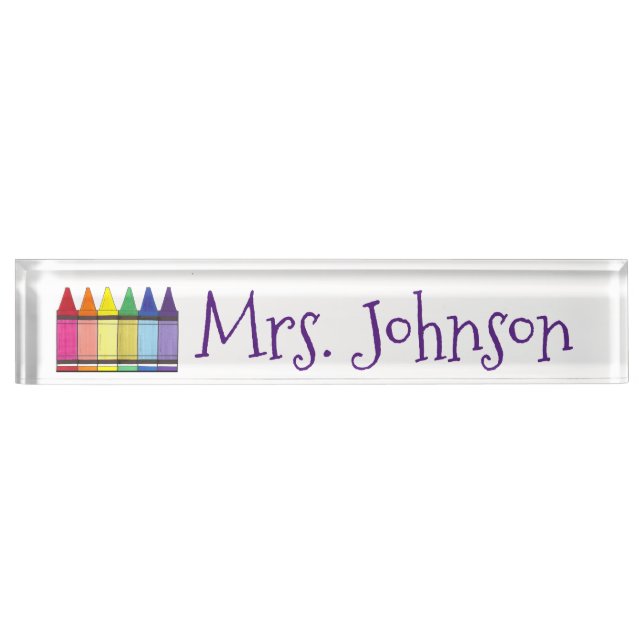 Rainbow Crayons School Art Teacher Education Desk Name Plate (Front)