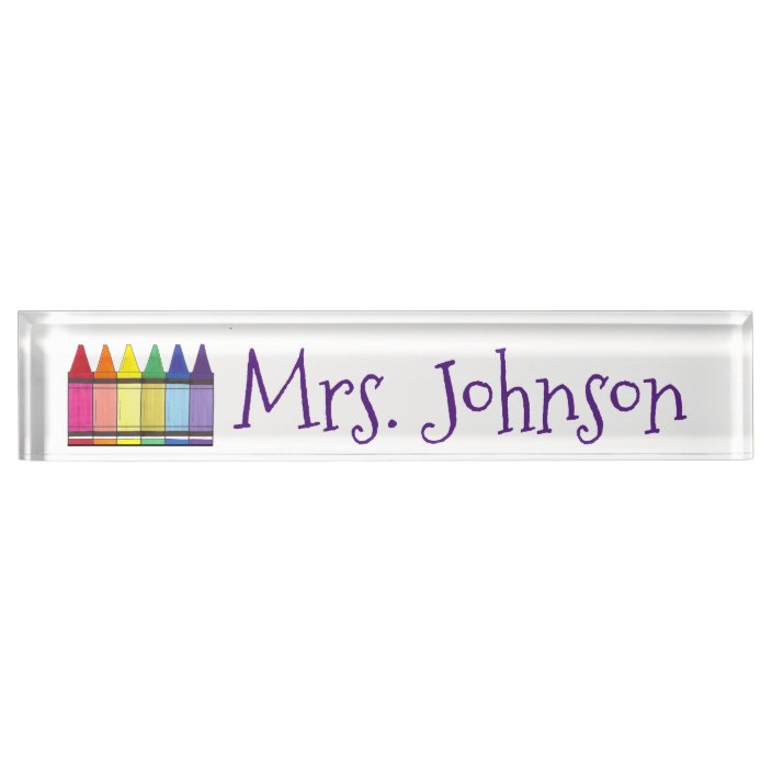 Rainbow Crayons School Art Teacher Education Desk Name Plate Zazzle Com