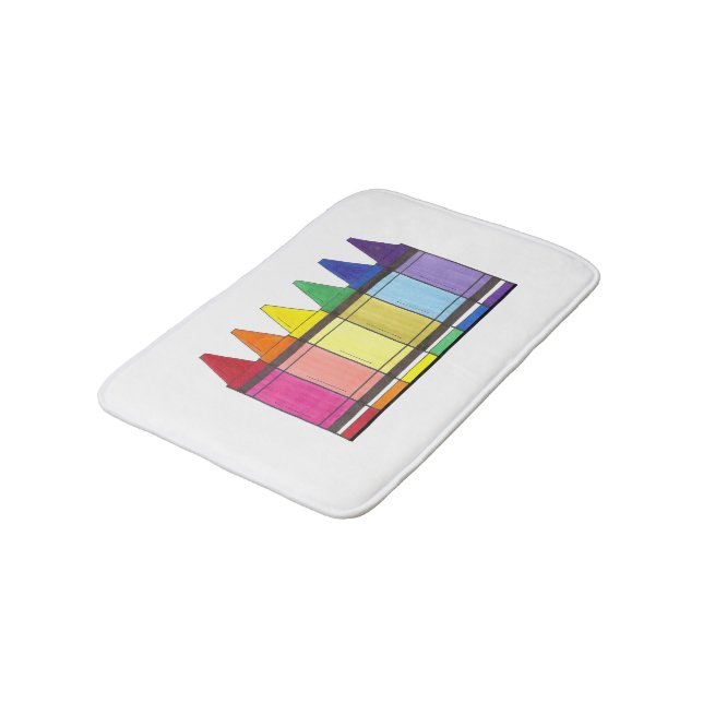 Rainbow Crayons School Teacher Art Supplies Pride Bath Mat (Angled)
