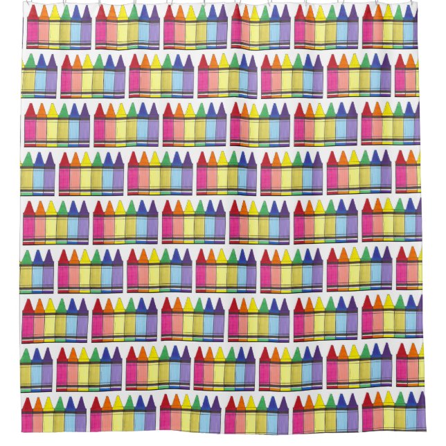 Rainbow Crayons School Teacher Art Supplies Pride Shower Curtain (Front)