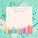 Rainbow Crayons Teacher Appreciation Cute Colorful Notepad<br><div class="desc">Use this colourful and entertaining notepads to make your interactions with kids, parents, and coworkers more lively. Every page has a vibrant rainbow crayon border that lends a creative touch to each phrase. This notepad will make everyone happy whether they use it to write encouraging messages, make notes, or share...</div>