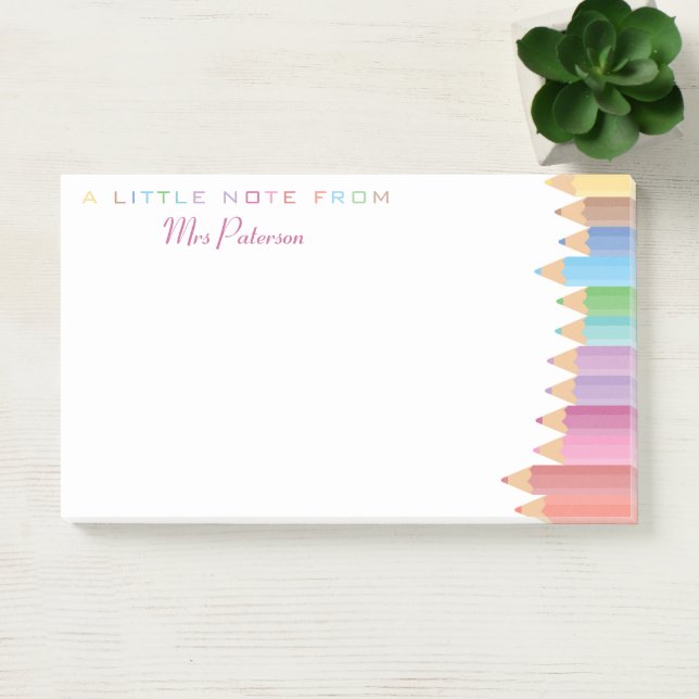Rainbow Crayons Teacher Appreciation Cute Colorful Post-it Notes (Office)