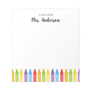 Rainbow Crayons Teacher Appreciation Notepad