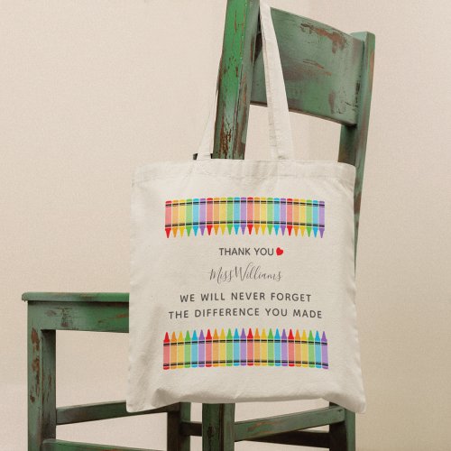 Rainbow Crayons Teacher Appreciation Tote Bag