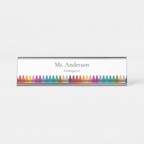 Rainbow Crayons Teacher Name and Grade Desk Name Plate