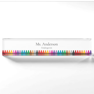 Rainbow Crayons Teacher Name Grade Desk Name Plate
