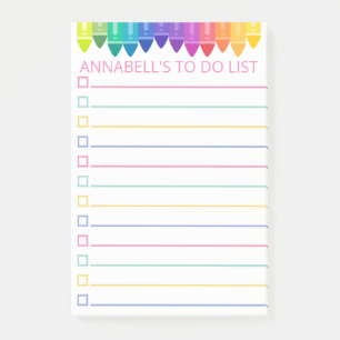 Rainbow crayons To Do List Post-it Notes