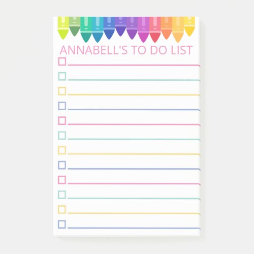 Rainbow crayons To Do List Post_it Notes