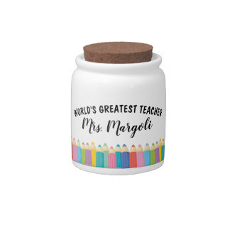 Rainbow Crayons Worlds Greatest Teacher Candy Jar