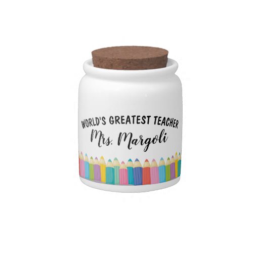 Rainbow Crayons Worlds Greatest Teacher Candy Jar