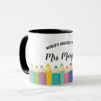 Rainbow Crayons Worlds Greatest Teacher Coffee Mug