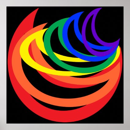 Rainbow Crescent Abstract Pattern Poster