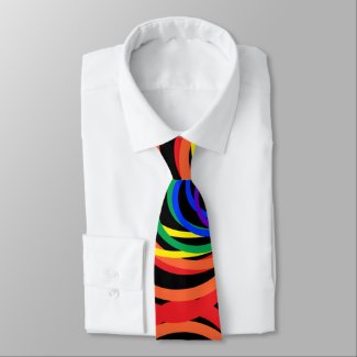 Rainbow Crescent Colors Abstract Pattern Tie