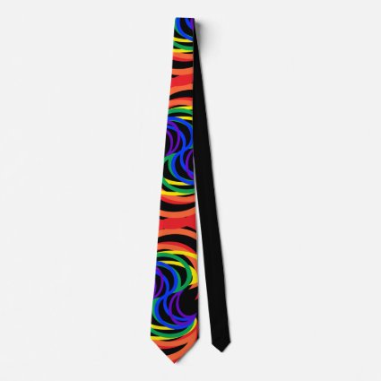 Rainbow Crescent Colors Abstract Pattern Tie